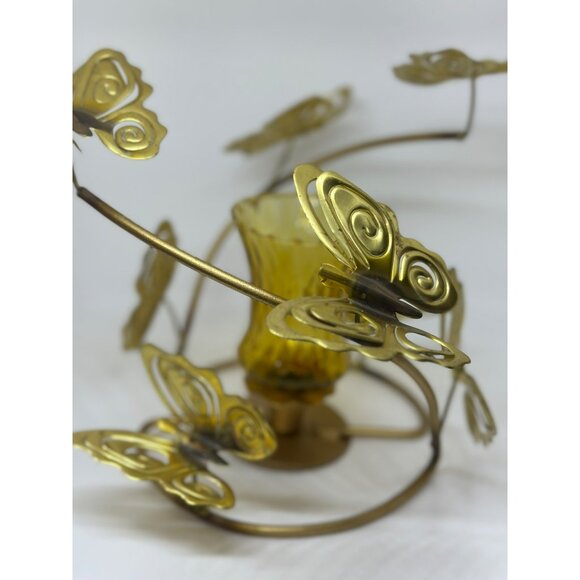 VTG Brass Butterfly Candle Holder 9.5"x9.5" Ornate Metal Tabletop Decor - Picture 6 of 10